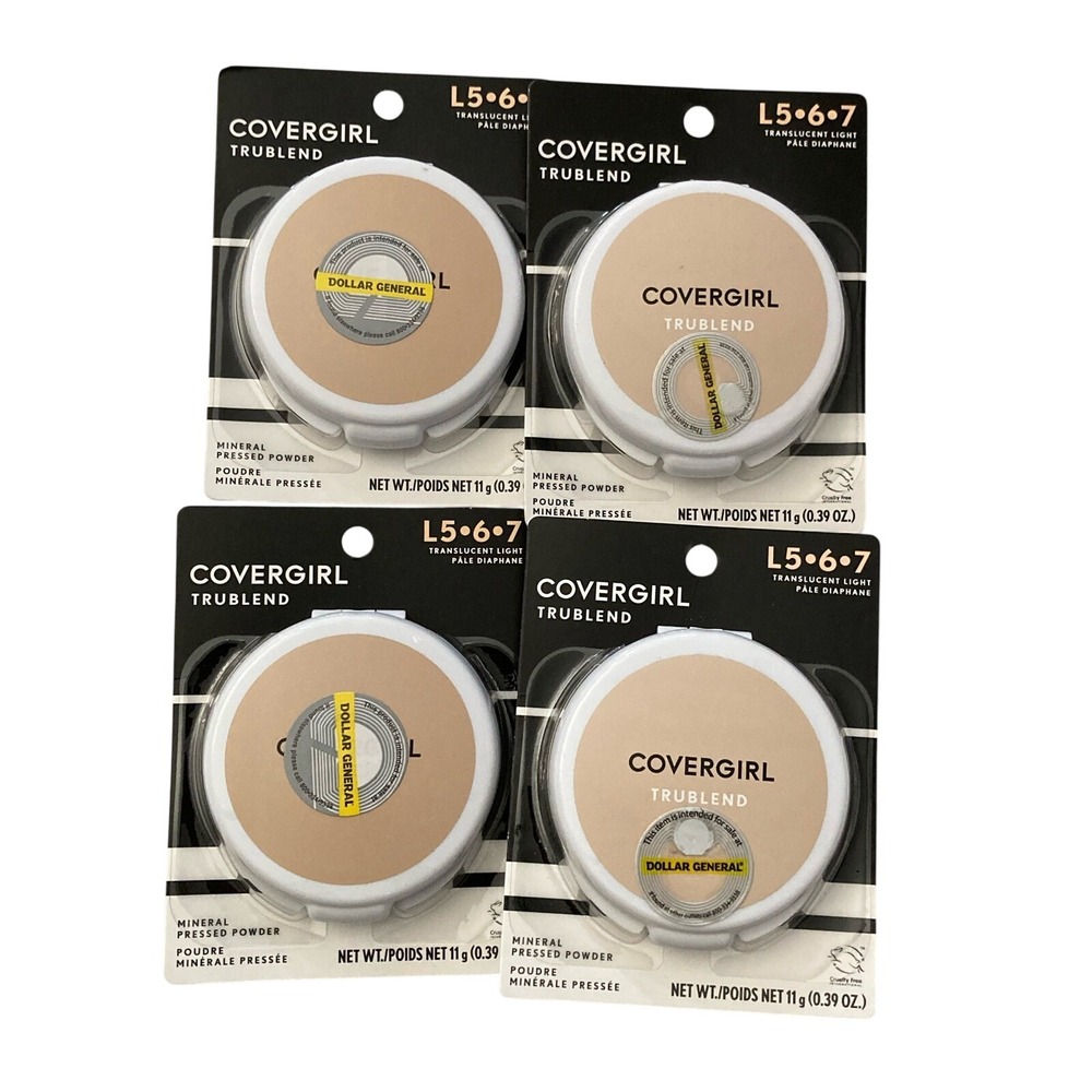 Lot of 4 Covergirl TruBlend Mineral Pressed Powder L5-6-7 Translucent Light 11g